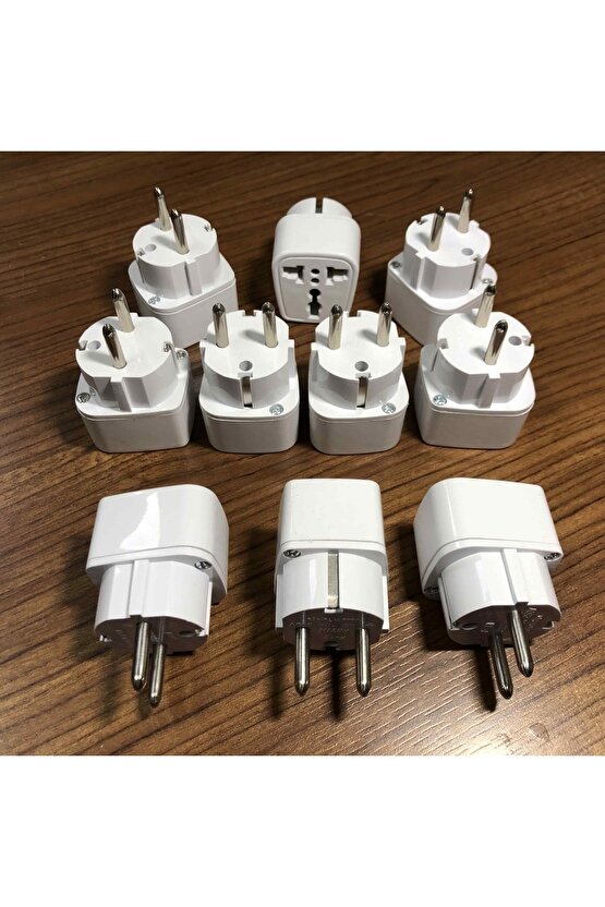 10 Adet Amerikan Tipi Priz Dönüştürücü Fiş Çevirici Adaptörü Aparatı Topraklı Model