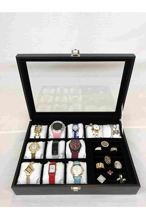 Düzenli Olmayı Sevenlere Özel Deri Kaplı Saat Takı Ziynet Kolye Düzenleme Kutusu