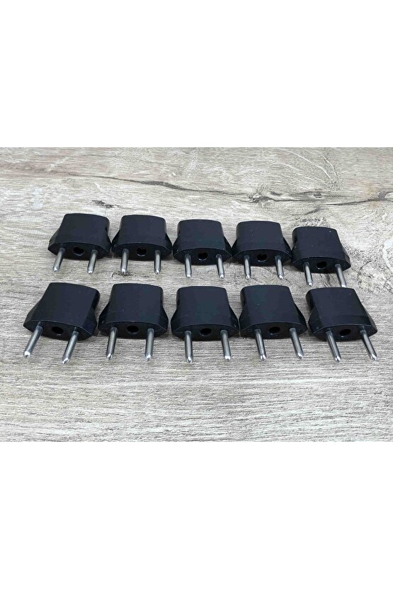 Siyah Amerikan Tipi Priz Dönüştürücü Fiş Çevirici Adaptörü Aparatı Türk Fişine Dönüştürücü 10 Adet