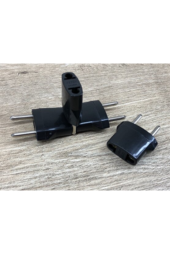 4 Adet Amerikan Fişini Türk Fişine Çevirici Siyah Plastik Adaptör Dönüştürücü