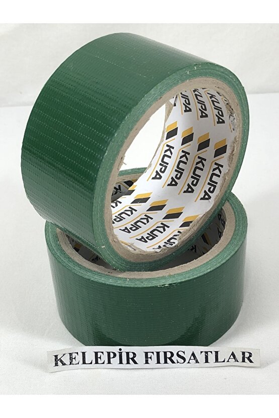 2 Adet Türk Malı 10 Metre Yeşil Renkli Tamir Bandı 48mm Genişlik Dayanıklı Su Geçirmez Duck Tape