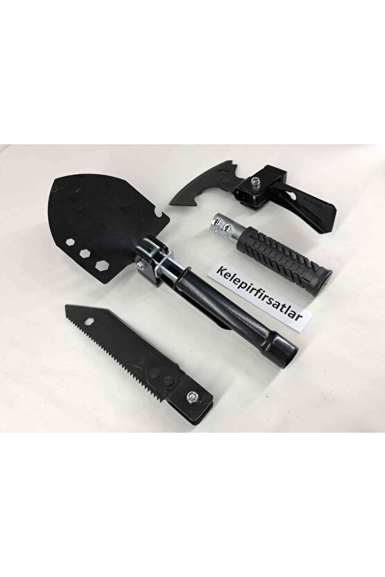 Türk Malı Karbon Karartma Çelik Bahçe Kamp Karavan Minik Kürek Çapa Testere El Aletleri Seti