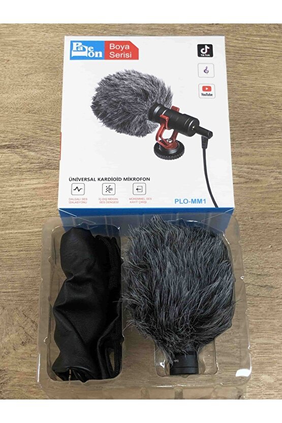 Paleon Kamera Için Consender Mikrofon Çift Kablolu Youtube Tiktok Canlı Yayın Mikrofonu