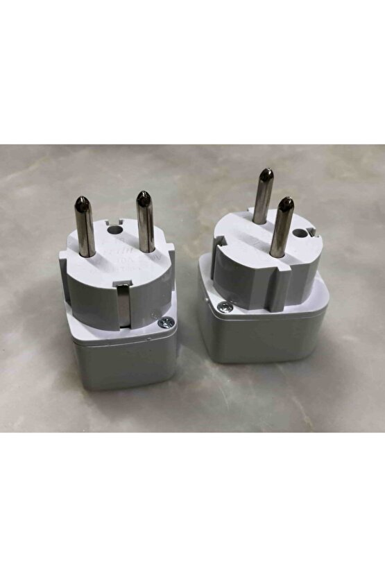 2 Adet Ingiltere Amerikan Fişlerini Türk Tipi Yeni Model Topraklı Fişe Çeviren Adaptör Başlık.