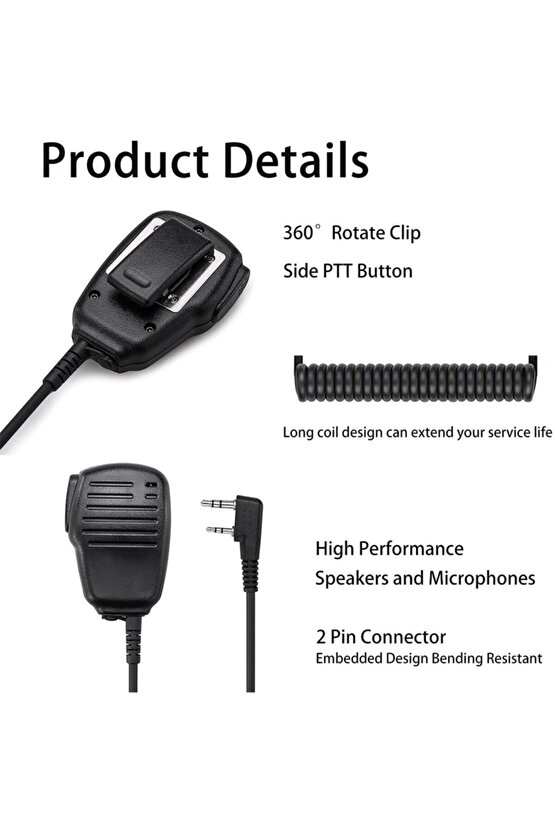 Su Geçirmez El Telsiz Plastik Mikrofon Tc-1000 Pmr Band Uhf El Telsizi Için Yaka Mikrofonu