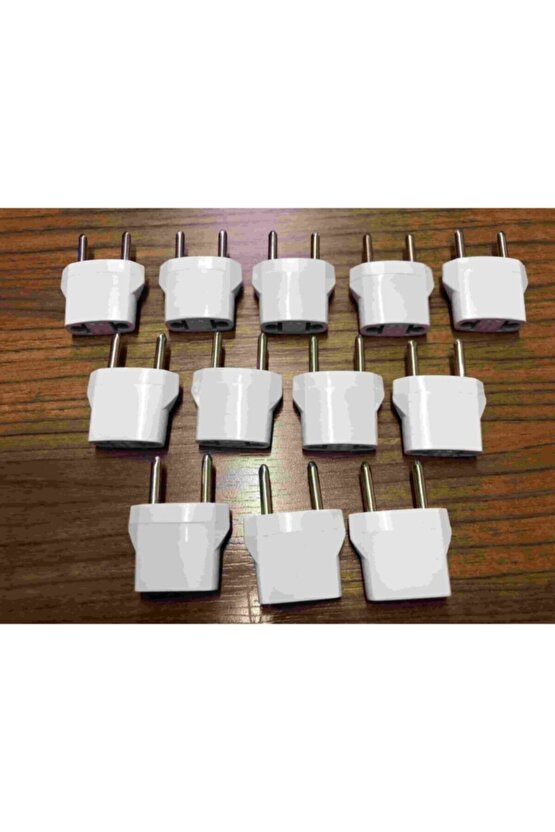 12 Adet Amerikan Uçlu Prizlerini Türk Uçlu Pirize Çevirici Dönüştürücü Beyaz Adaptör