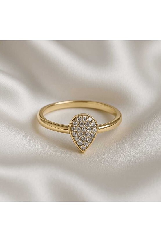 Damla Model Gold Taşlı Yüzük