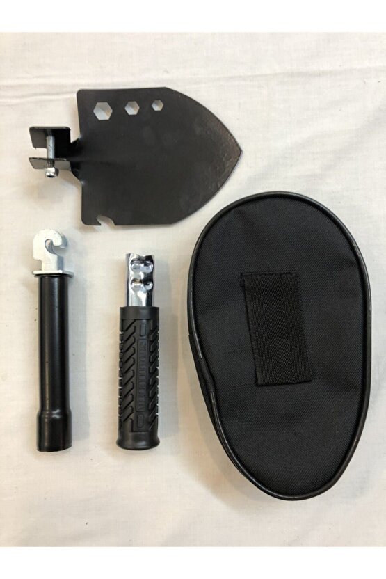 Türk Malı Özel Siyah Branda Çantasında Paslanmaz Çelik Katlanır Kürek