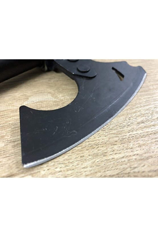 Askeri Model Paslanmaz Sertleştirilmiş Çelik Sökülebilir Kollu Mini Çekiçli Balta + Mavi Kamo Çanta