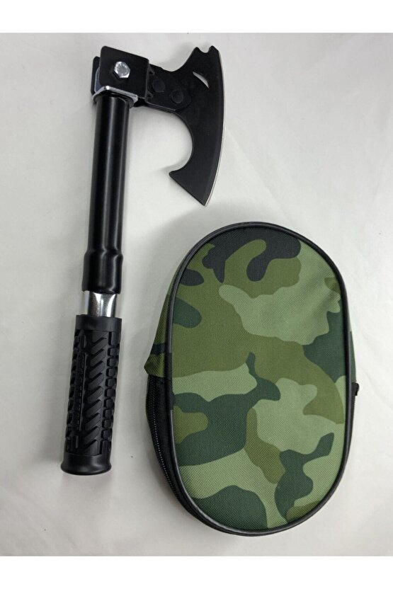 Türk Malı Özel Yeşil Kamuflaj Çantasında Sökülebilen Kaliteli Hafif Çelik Pratik Balta