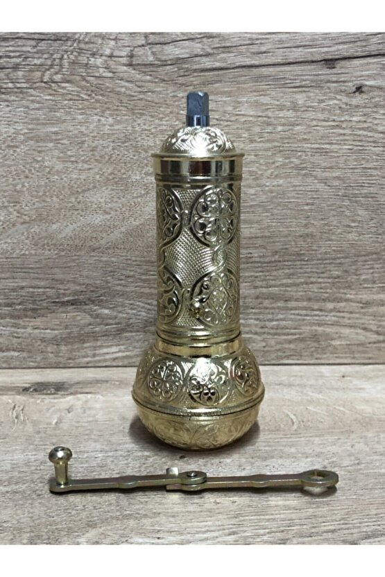 Osmanlı Tarzı Antika Parlak Altın Sarı Renk Dekoratif Değirmen Büyük Kahve Çekirdeği Öğütücüsü