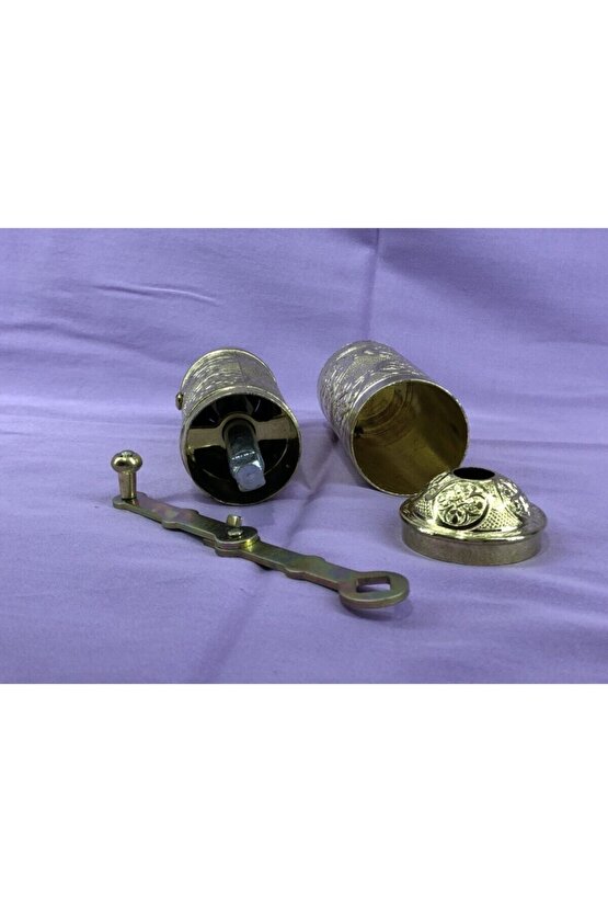 Osmanlı Tarzı Uzun Büyük Boy Parlak Sarı Kahve Çekirdek Öğütücü Karabiber Tuz Pirinç Değirmeni