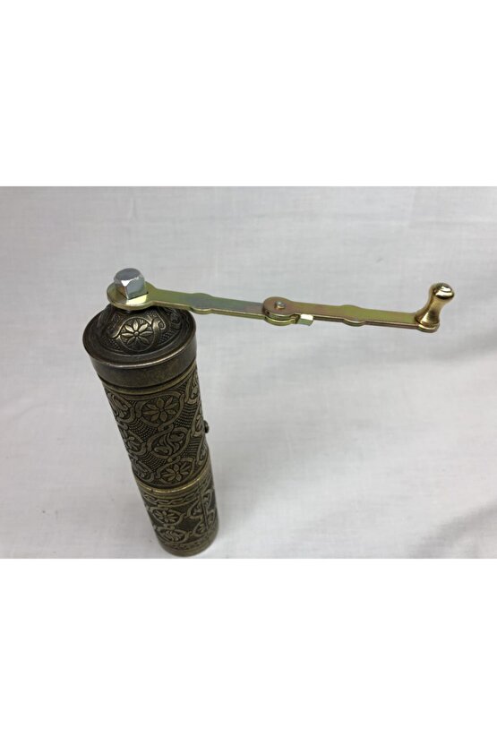 Eskitme Osmanlı Sitili Antik Pirinç Renkli Büyük Boy Değirmen Kahve Çekirdeği Kaya Tuzu Öğütücüsü