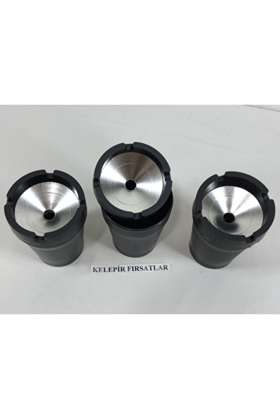 3 Adet Siyah Koku Yapmayan Özel Tasarım Metal Ağızlı Kül Tablası