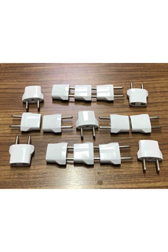 15 Adet Amerikan Uçlu Prizlerini Türk Uçlu Pirize Çevirici Dönüştürücü Beyaz Adaptör