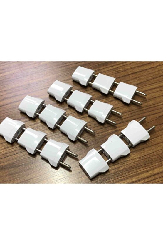 15 Adet Amerikan Uçlu Prizlerini Türk Uçlu Pirize Çevirici Dönüştürücü Beyaz Adaptör