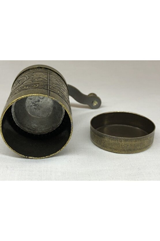 Eskitme Antik Pirinç Renkli Osmanlı Motifli Otantik  El Yapımı Pirinç Karabiber Öğütücü