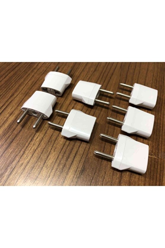 7 Adet Amerikan Uçlu Prizlerini Türk Uçlu Pirize Çevirici Dönüştürücü Beyaz Adaptör