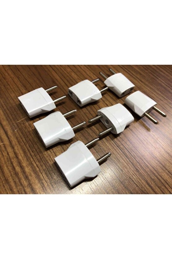 7 Adet Amerikan Uçlu Prizlerini Türk Uçlu Pirize Çevirici Dönüştürücü Beyaz Adaptör