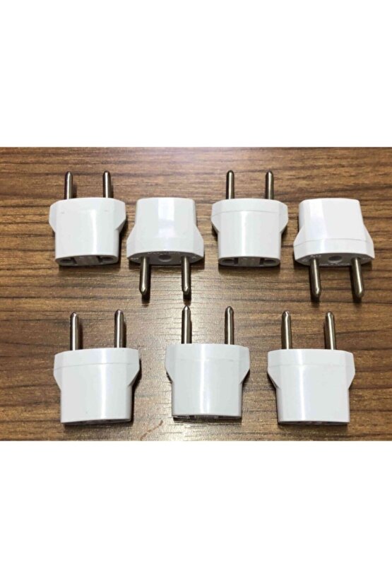 7 Adet Amerikan Uçlu Prizlerini Türk Uçlu Pirize Çevirici Dönüştürücü Beyaz Adaptör