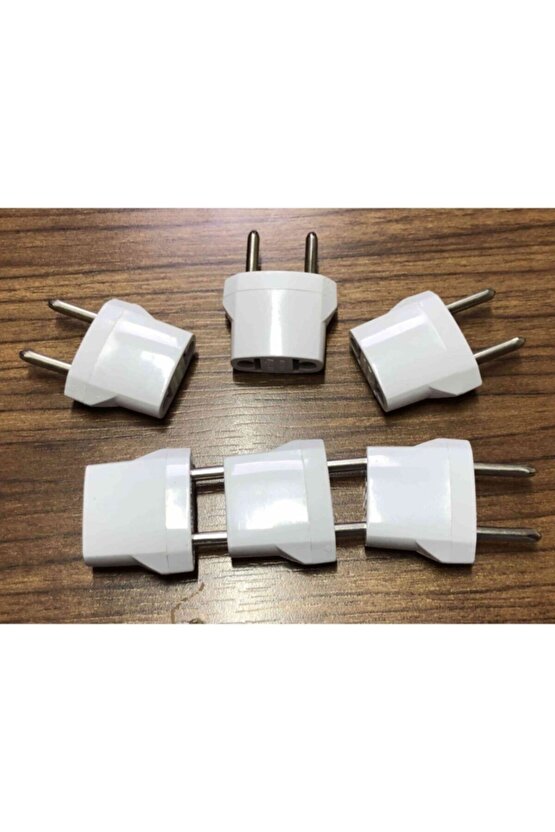 6 Adet Amerikan Uçlu Prizlerini Türk Uçlu Pirize Çevirici Dönüştürücü Beyaz Adaptör