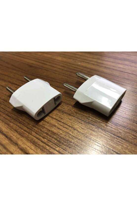 2 Adet Amerikan Uçlu Prizlerini Türk Uçlu Pirize Çevirici Dönüştürücü Beyaz Adaptör