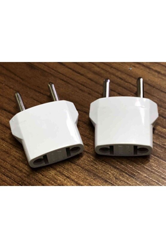 2 Adet Amerikan Uçlu Prizlerini Türk Uçlu Pirize Çevirici Dönüştürücü Beyaz Adaptör
