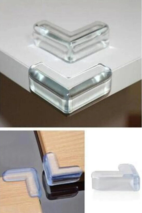 4lü Silikon V Tipi Şeffaf Köşe Koruyucu