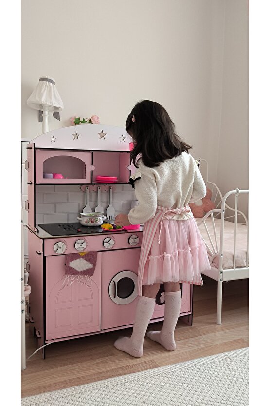 Su Akan Ankastreli Ledli Ahşap Oyuncak Mutfak - 6mm ve 3mm seçeneğiyle