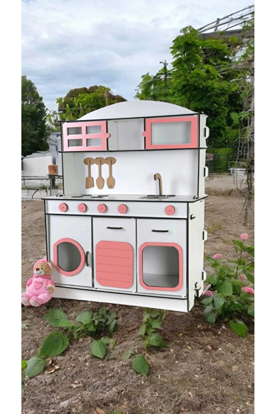 Montessori Ahşap Oyuncak Mutfak– 6mm Kalın MDF, Dayanıklı ve Şık Tasarım, Eğitici Çocuk Oyun Mutfağı