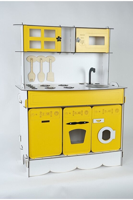 3 Kapaklı Ahşap Oyuncak Mutfak