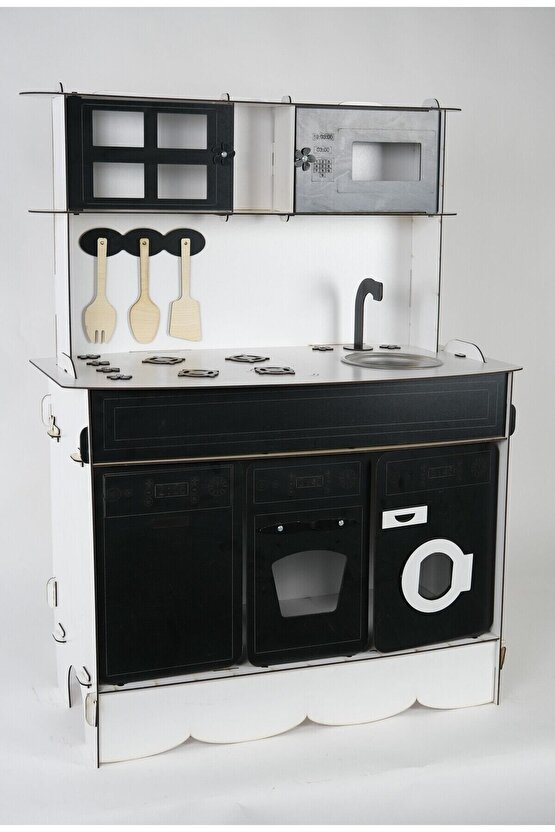 3 Kapaklı Ahşap Oyuncak Mutfak