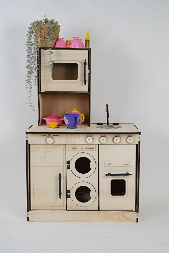 Oyuncak Mutfak, 10mm Kontra Ağaç, Mutfak Seti Oyuncak, Ahşap Oyuncak Mutfak,