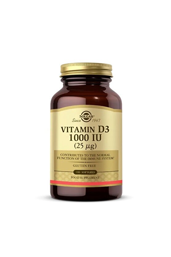 Vitamin D3 1000 IU 100 Yumuşak Kapsül