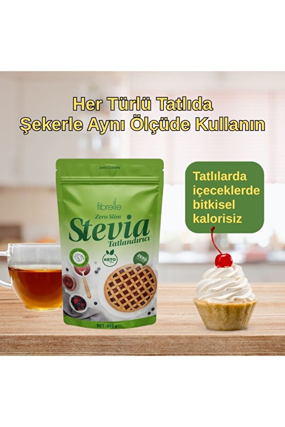 Zero Slim Stevia 400 G Toz Tatlandırıcı  Ketojenik  Sıfır Kalori 