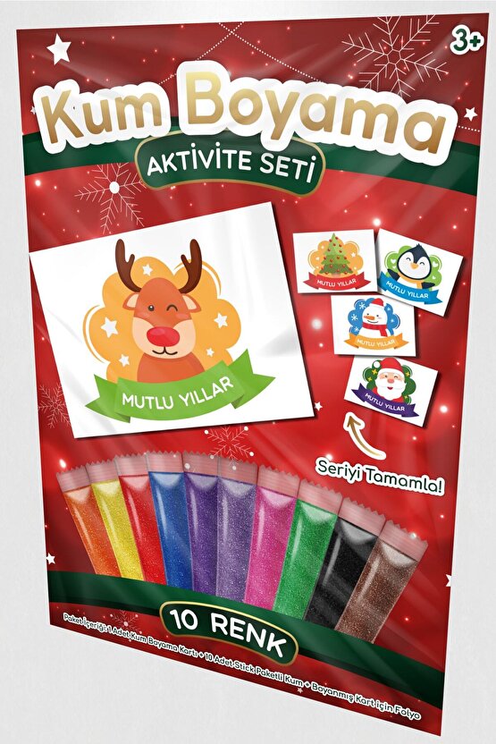 Sevimli Geyik | Yılbaşı Özel Kum Boyama Aktivite Seti Tekli Paket