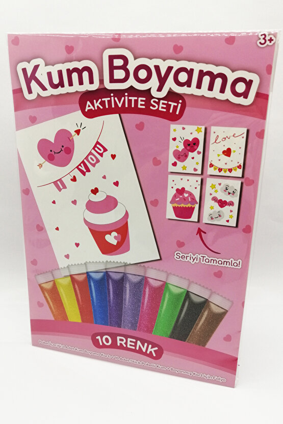 Tatlı Kalpler | Kalpler Kum Boyama Aktivite Seti Tekli Paket