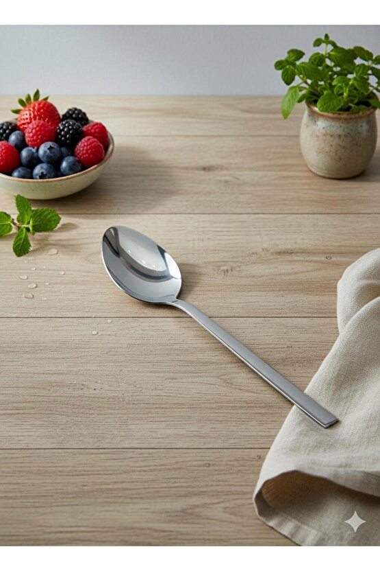 4 Parça Kepçe Kevgir Spatula Servis Kaşığı Seti Paslanmaz Çelik