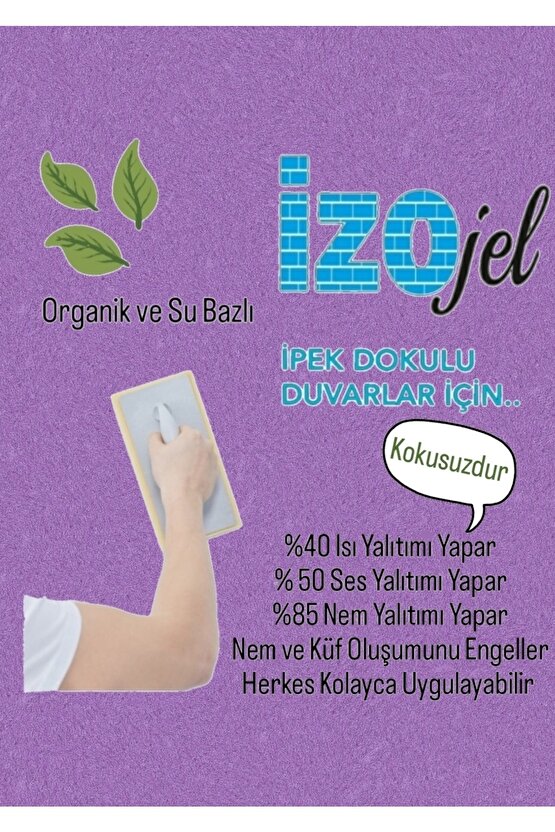 Organik Ipek Sıva - Izo-008-yr - 2 Mt2 (12 Boyut) - Dekoratif Ses & Isı & Nem Yalıtım Sıvası