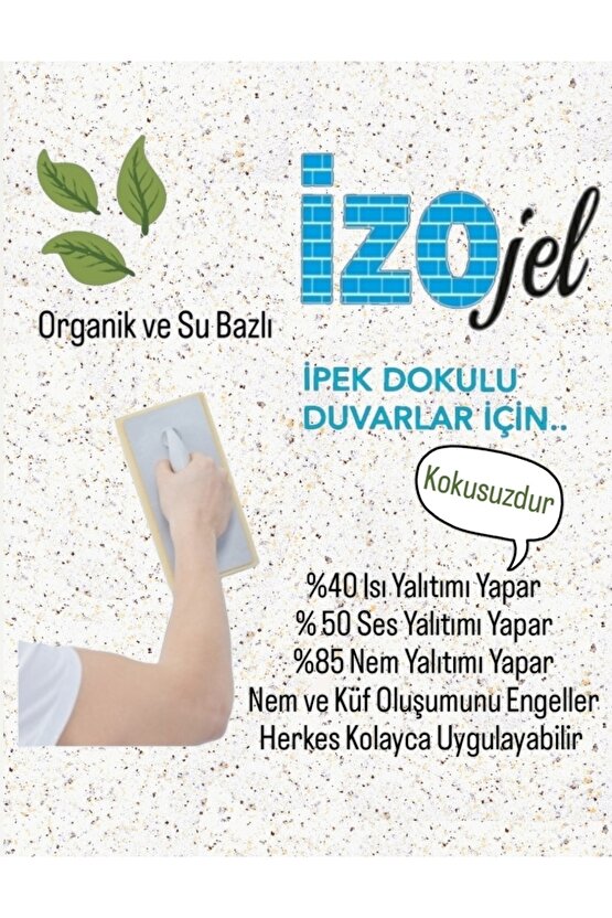 Organik Ipek Sıva - Dekoratif Yalıtım Sıvası - Ses Isı Nem Yalıtımı - Izo-046 - 4 m2