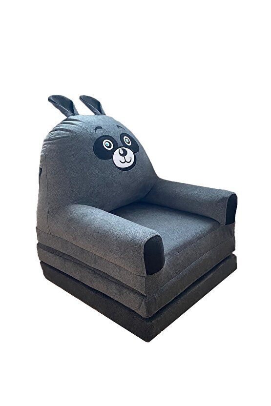 Katlanabilir Bebek-çocuk Koltuğu Sandalye Portatif Yatak Puf Hardal Panda