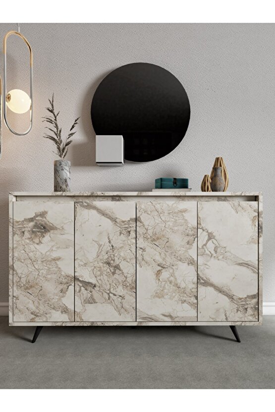 Shans Konsol, Kahve Köşesi, Çok Amaçlı Dolap Efes Mermer Desen