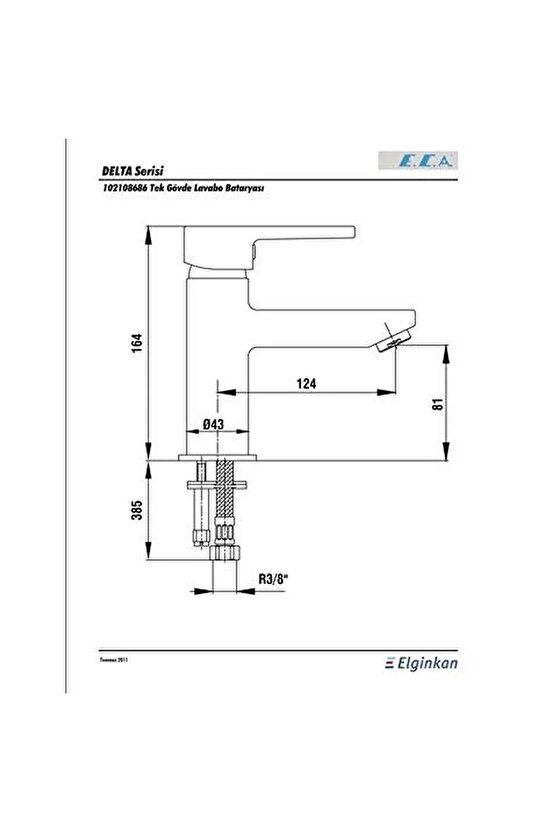 Delta Tek Gövde Lavabo Bataryası 102108686