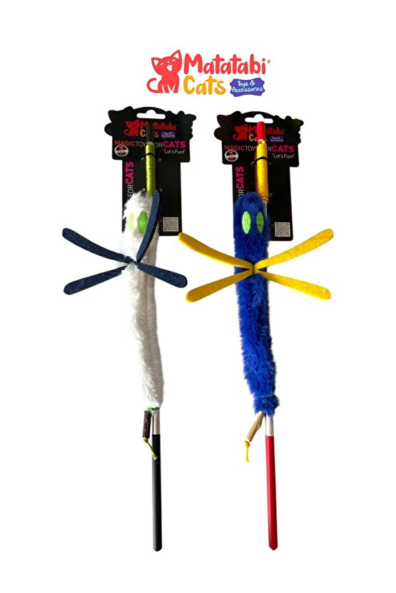 Matatabi Cats SİNEK Alüminyum saplı kedi oltası(Matatabi,çıngırak ve özel hışırtı içerir.özel kumaş)