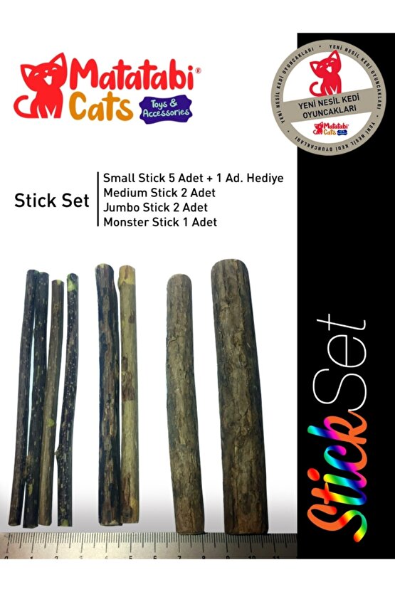 Stick Paketi Doğal Kedi Çiğneme Çubuğu, Kedi Oyuncağı 10 Stick