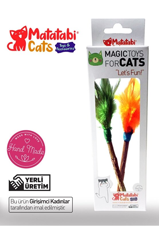 Tüylü Çubuk Doğal Çiğneme Çubuğu, Tüylü Kedi Oyuncağı 2li (KEDİ OTUNANESİ DEĞİLDİR)