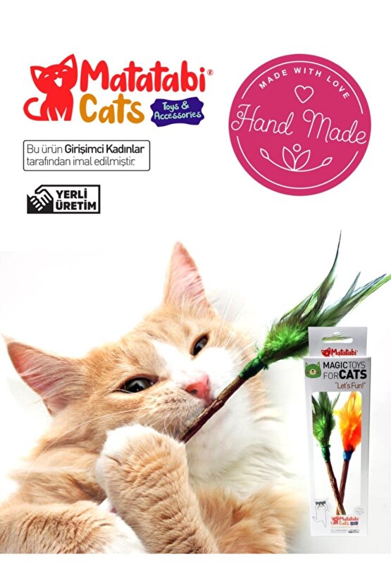 Tüylü Çubuk Doğal Çiğneme Çubuğu, Tüylü Kedi Oyuncağı 2li (KEDİ OTUNANESİ DEĞİLDİR)