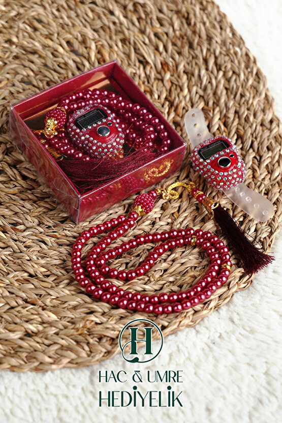 Taşlı Zikirmatik ve İnci Tesbih Seti | Mevlüd Hac Umre Davet Organizasyon Hediyesi | 10 Adet Set