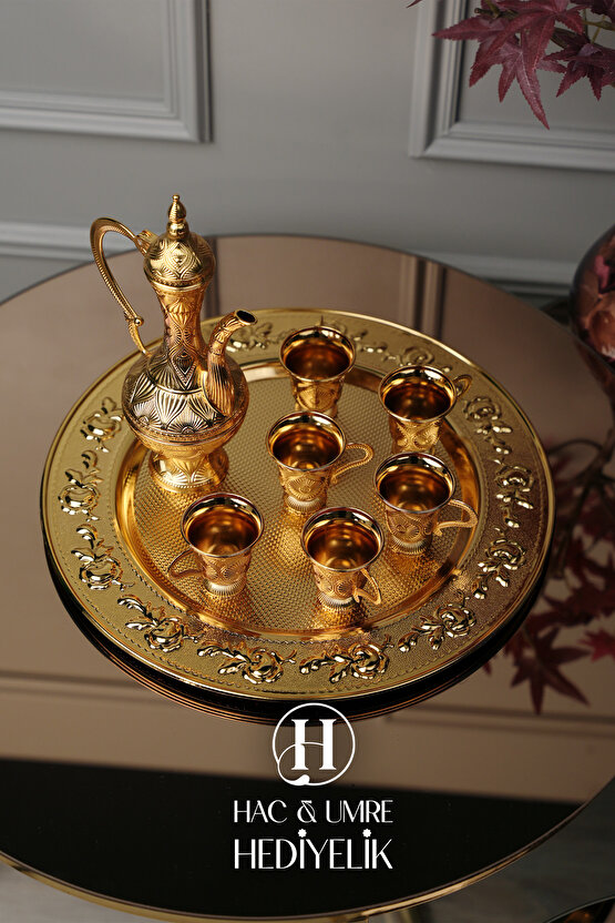 Zemzem Takımı | Gold Zemzem Sunum Seti | Zemzem Tepsisi, İbrik ve Fincan Seti