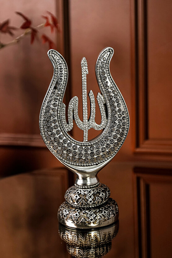 Ofis Biblo Ofis Dekor Hediyelik Lüks Gümüş Lale Allah Muhammed Dekoratif Obje Hediye Aksesuar Seti